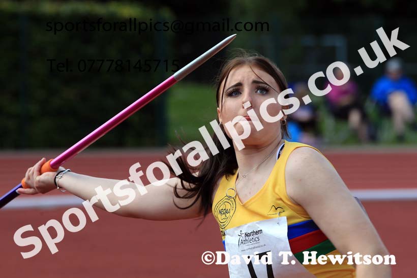 Girls Under-15s Javelin, 2022 Northern Inter Counties U17s and U15s Track and Field, York, Thursday, June 2nd. Photo: David T. Hewitson/Sports for All Pics